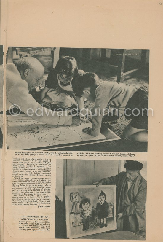 Press clipping: Pablo Picasso in Illustrated, 5.9.1953. - Photo by Edward Quinn