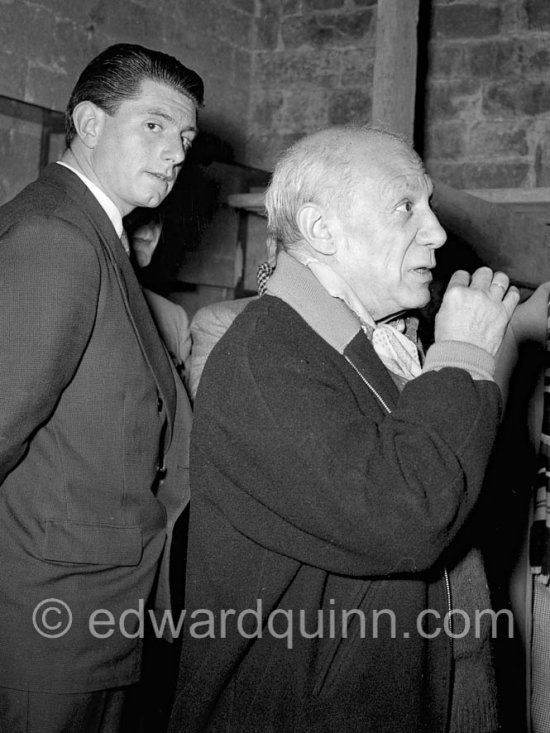 Picasso and Paulo. Musée national Picasso, La Guerre et La Paix, Vallauris 1954. - Photo by Edward Quinn