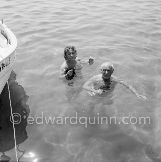 Picasso and his daugher Maya. Golfe-Juan 1954. - Photo by Edward Quinn