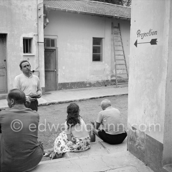 After a day's work. Pablo Picasso and Henri-Georges Cluzot. During filming of "Le mystère Picasso". Nice, Studios de la Victorine, 1955. - Photo by Edward Quinn