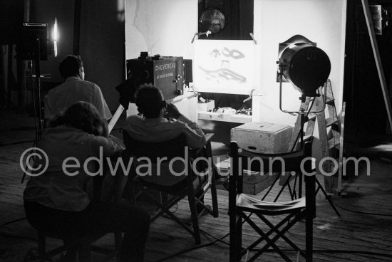 Maya Picasso and Henri-Georges Clouzot. "Le mystère Picasso", Nice, Studios de la Victorine 1955. - Photo by Edward Quinn