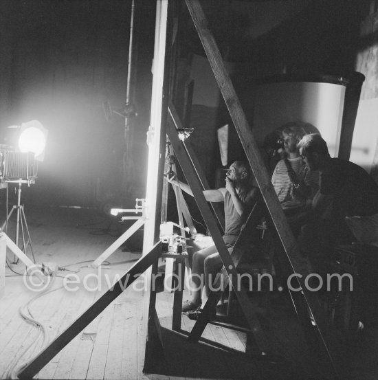 Maya Picasso and Pablo Picasso. "Le mystère Picasso", Nice, Studios de la Victorine 1955. - Photo by Edward Quinn