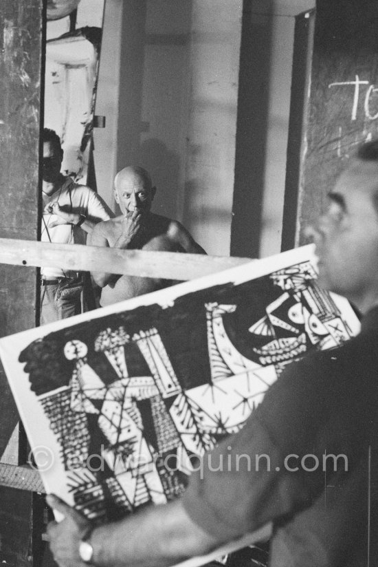 Pablo Picasso and Henri-Georges Clouzot. "Le mystère Picasso". Nice, Studios de la Victorine, 1955. - Photo by Edward Quinn