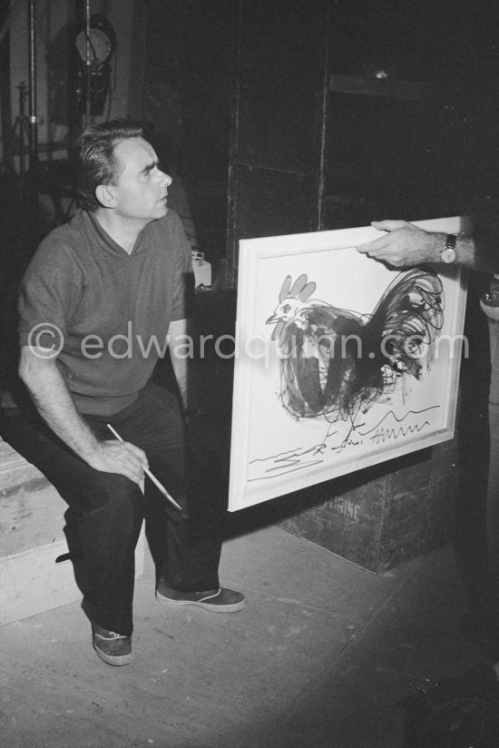 Henri-Georges Clouzot posing for the correct camera angle. "Le mystère Picasso", Nice, Studios de la Victorine 1955. - Photo by Edward Quinn