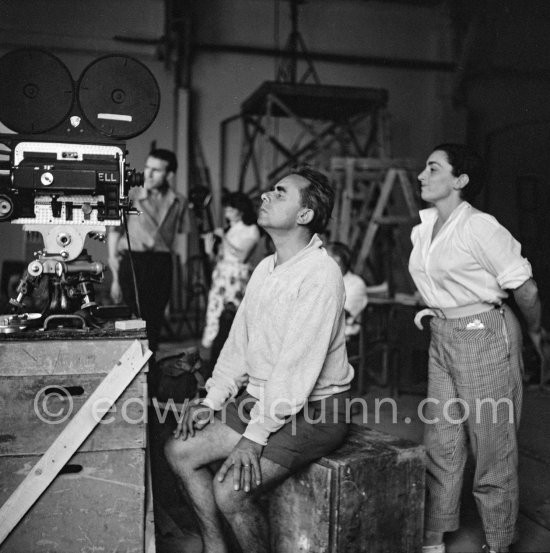 Jacqueline and Henri-Georges Clouzot. During filming of "Le mystère Picasso". Nice, Studios de la Victorine, 1955. - Photo by Edward Quinn
