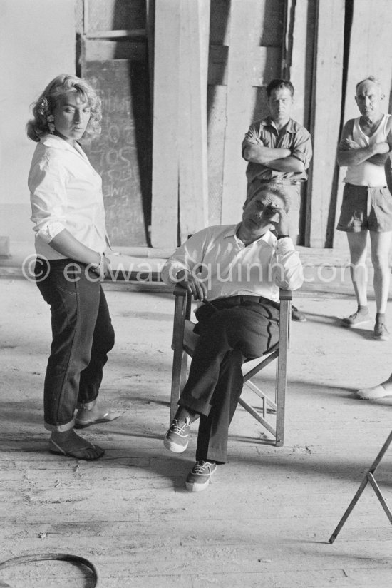 Maya Picasso and Henri-Georges Clouzot. "Le mystère Picasso", Nice, Studios de la Victorine 1955. - Photo by Edward Quinn