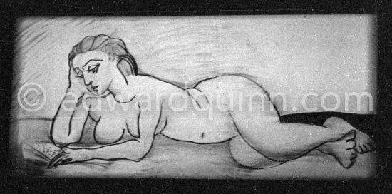 During filming of "Le mystère Picasso". Nice, Studios de la Victorine, 1955. - Photo by Edward Quinn