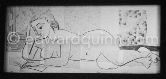 During filming of "Le mystère Picasso". Nice, Studios de la Victorine, 1955. - Photo by Edward Quinn