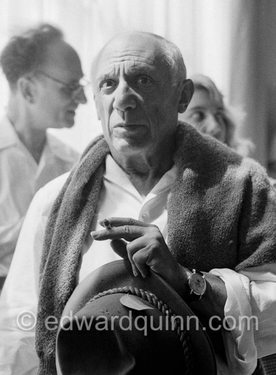Pablo Picasso at the "Exposition Internationale Céramique". Cannes 1955. - Photo by Edward Quinn