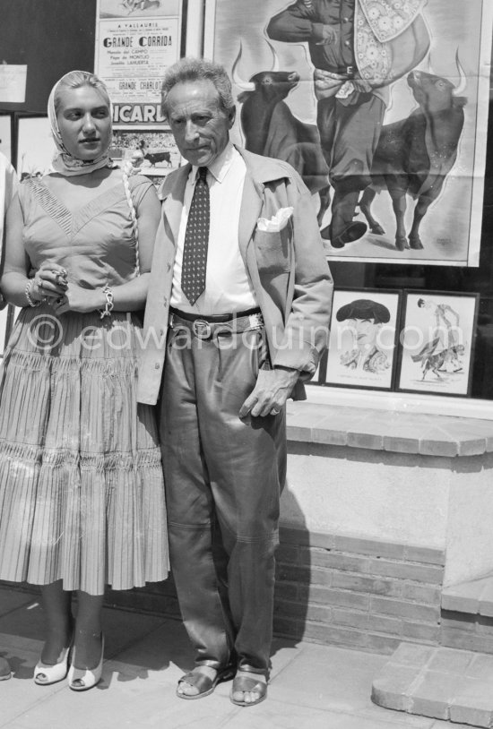 Maya Picasso and Jean Cocteau. Vallauris 1955. - Photo by Edward Quinn