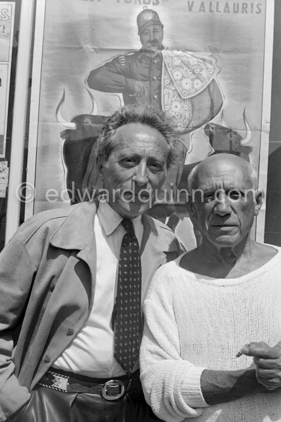 Jean Cocteau and Pablo Picasso. Vallauris 1955. - Photo by Edward Quinn
