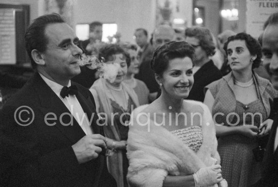 Henri-Georges Clouzot and Vera Clouzot attending the showing of "Le mystère Picasso". Cannes Film Festival 1956. - Photo by Edward Quinn