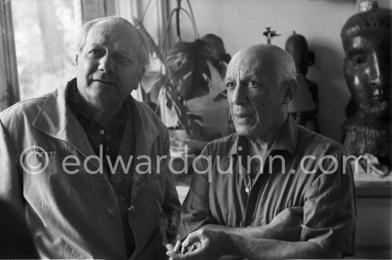 Pablo Picasso and Alberto Magnelli. La Californie, Cannes 1956. - Photo by Edward Quinn