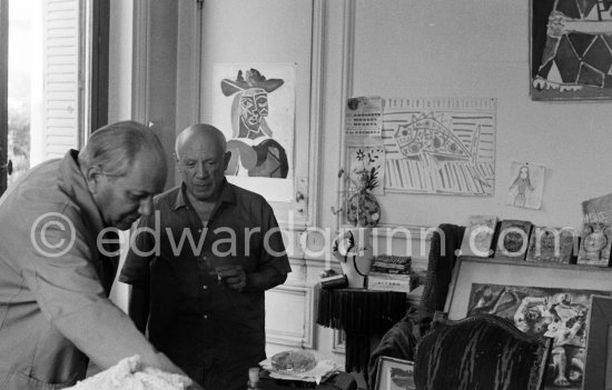 Pablo Picasso and Alberto Magnelli. La Californie, Cannes 1956. - Photo by Edward Quinn
