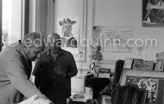 Pablo Picasso and Alberto Magnelli. La Californie, Cannes 1956. - Photo by Edward Quinn