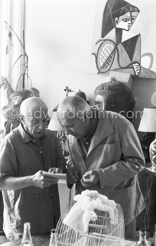 Pablo Picasso and Alberto Magnelli. La Californie, Cannes 1956. - Photo by Edward Quinn