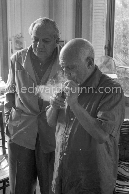 Pablo Picasso and Alberto Magnelli. La Californie, Cannes 1956. - Photo by Edward Quinn