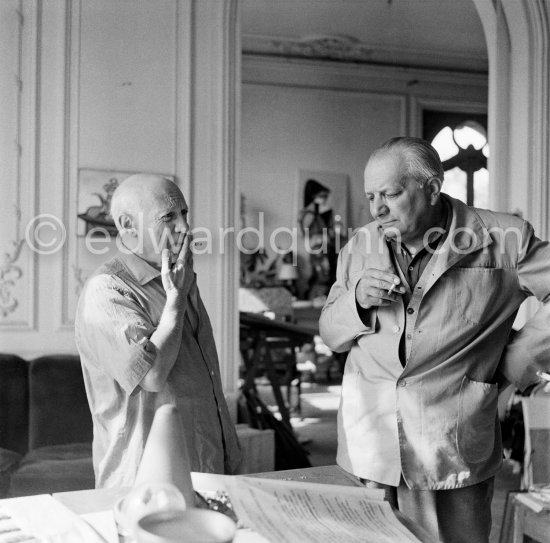 Pablo Picasso and Alberto Magnelli. La Californie, Cannes 1956. - Photo by Edward Quinn