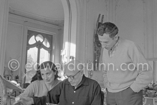 Pablo Picasso and French painter and writer André Verdet. La Californie, Cannes 1956. - Photo by Edward Quinn