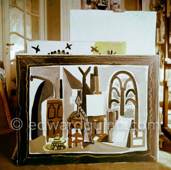A view of the studio of La Californie, characteristic of his 1955-56 series of "interior landscapes". La Californie, Cannes 1956. - Photo by Edward Quinn