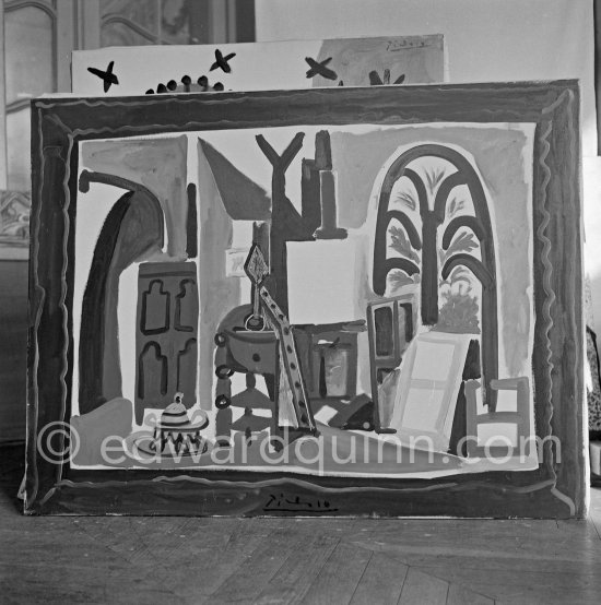 A view of the studio of La Californie, characteristic of his 1955-56 series of "interior landscapes". La Californie, Cannes 1956. - Photo by Edward Quinn