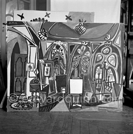 A view of the studio of La Californie, characteristic of his 1955-56 series of "interior landscapes". La Californie, Cannes 1956. - Photo by Edward Quinn