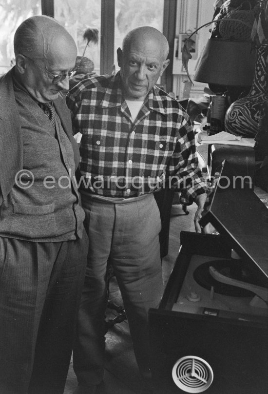 Pablo Picasso and Jaime Sabartés. Cannes La Californie 1956. - Photo by Edward Quinn