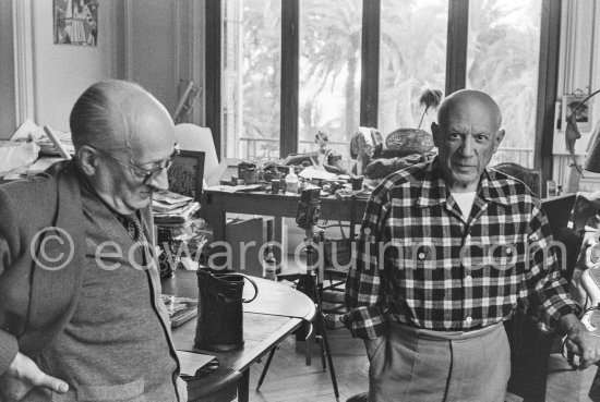 Pablo Picasso and Jaime Sabartés. Cannes La Californie 1956. - Photo by Edward Quinn