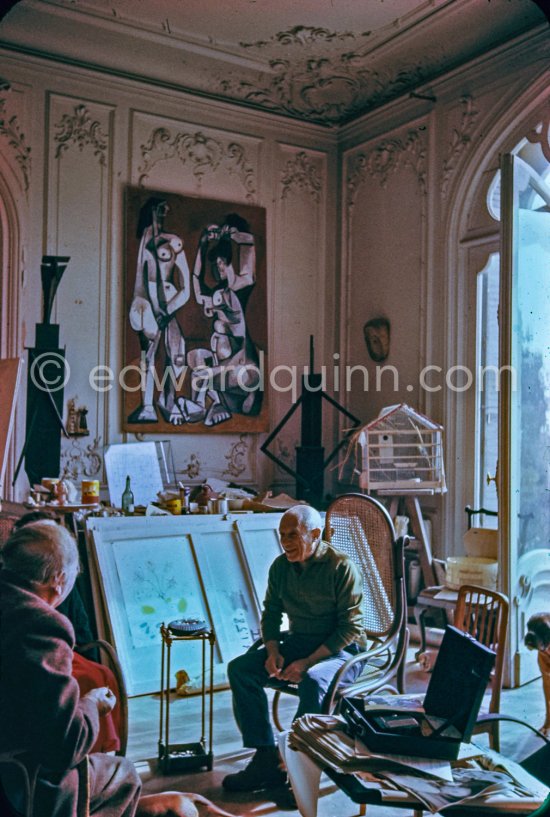 Pablo Picasso and the critic Clive Bell. La Californie, Cannes 1958. - Photo by Edward Quinn