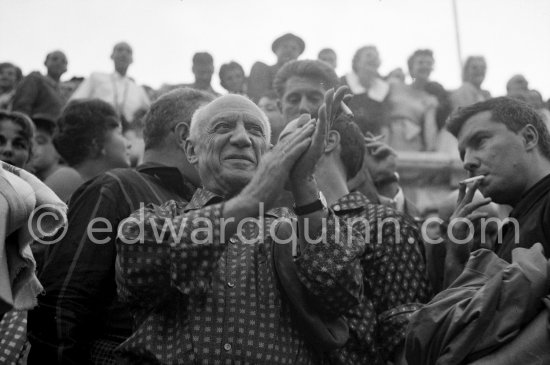 Pablo Picasso at the Corrida des vendanges. Arles 1959. - Photo by Edward Quinn