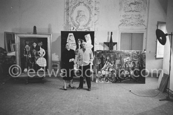 Pablo Picasso and Jacqueline at Château de Vauvenargues 1960. - Photo by Edward Quinn
