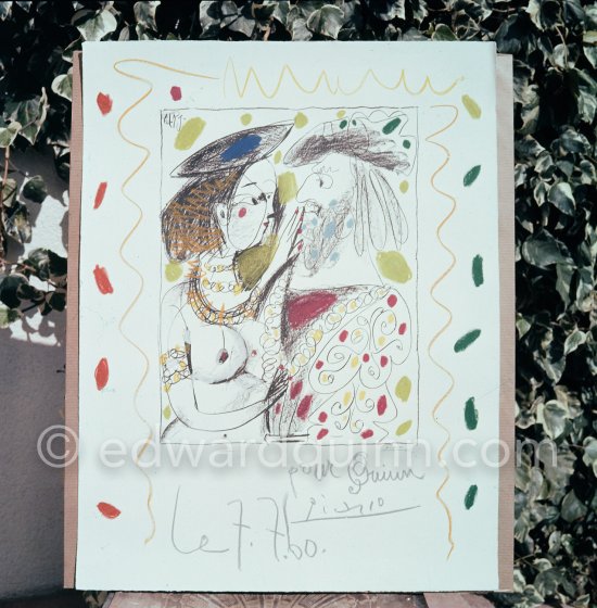 "Seigneur et fille (dedicated: Pour mon ami Edward Quinn, 8.9.60)". La Califormie, Cannes 1960 - Photo by Edward Quinn