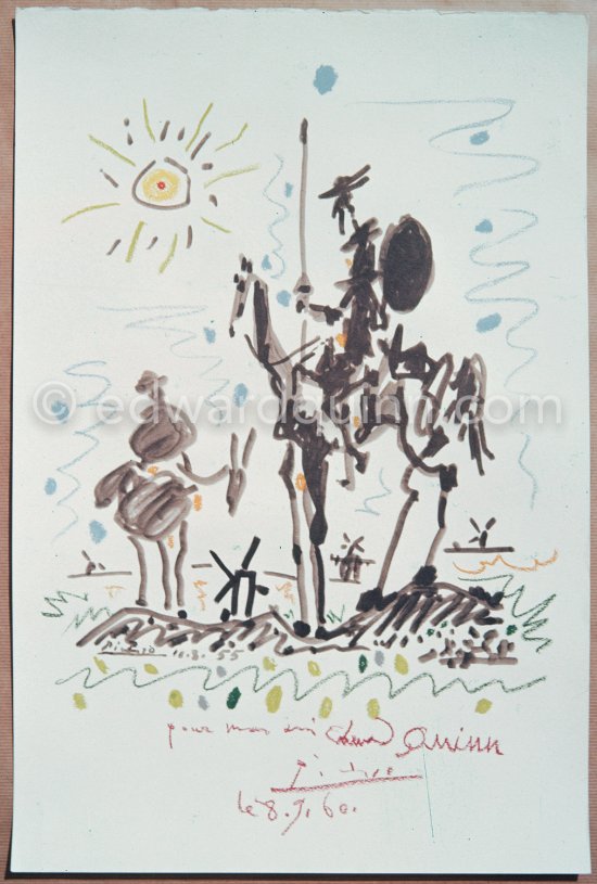 "Don Quichotte". (dedicated: Pour mon ami Edward Quinn, 8.9.60). La Californie, Cannes 1960 - Photo by Edward Quinn