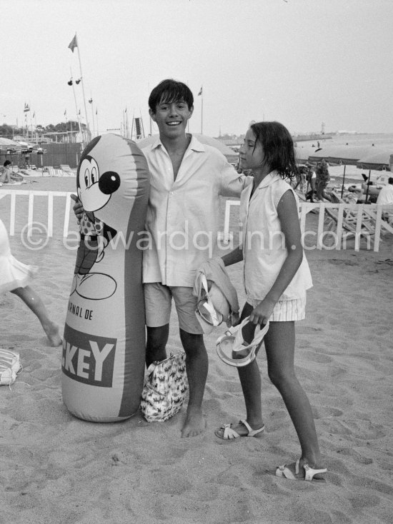 Jacqueline, Claude Picasso and Isabelle Leymarie. Golfe-Juan 1961. - Photo by Edward Quinn