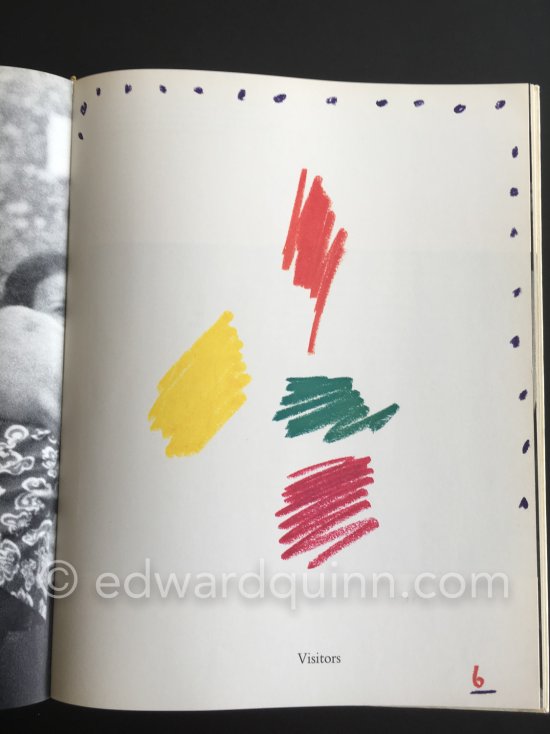 Color crayon drawing made Sep. 27 1961 for Edward Quinn's book "Pablo Picasso at work". Notre-Dame-de-Vie, Mougins 1961. (date of the photo). - Photo by Edward Quinn