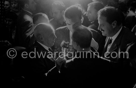 Pablo Picasso beeing interviewed. Festivities put on in Pablo Picasso's honor for the 80th birthday. Nice 28.10.1961. - Photo by Edward Quinn