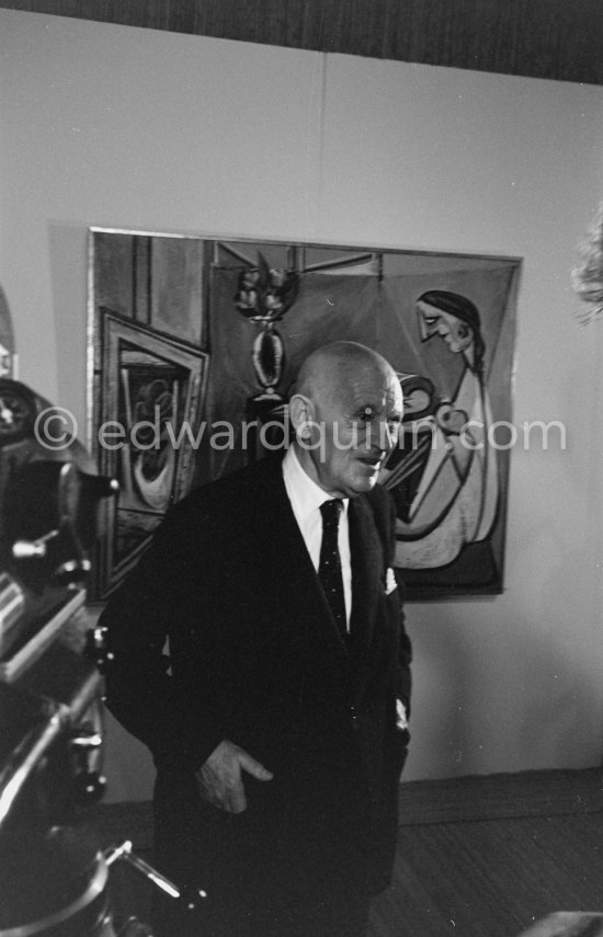 Daniel-Henry Kahnweiler. Opening of the exhibition at the Nérolium, Vallauris. Festivities put on in Pablo Picasso\'s honor for the 80th birthday. Vallauris 29.10.1961. - Photo by Edward Quinn