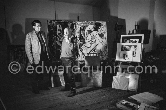 Pablo Picasso with Roland Penrose. Mas Notre-Dame-de-Vie, Mougins 1964. - Photo by Edward Quinn