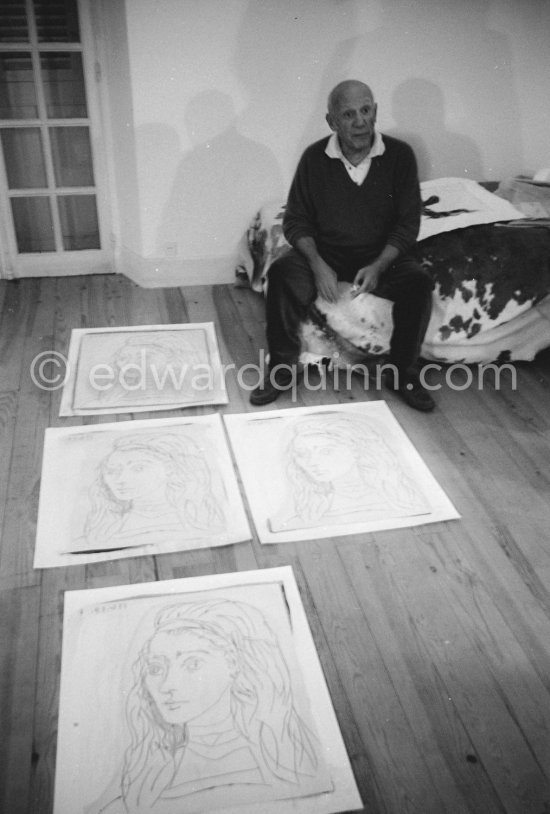 Head of Jacqueline. Mougins (Mas Notre-Dame-de-Vie) 1964. - Photo by Edward Quinn