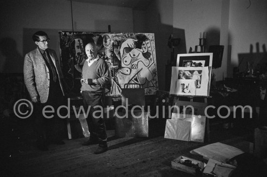 Pablo Picasso and Roland Penrose. Mas Notre-Dame-de-Vie, Mougins 1964. - Photo by Edward Quinn