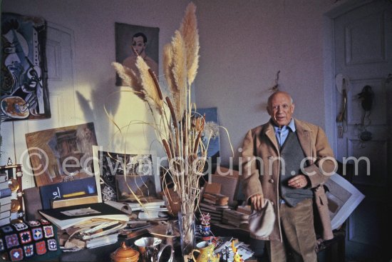 Pablo Picasso at Mas Notre-Dame-de-Vie, Mougins 1965. First photos after surgery at British-American Hospital in Paris. - Photo by Edward Quinn