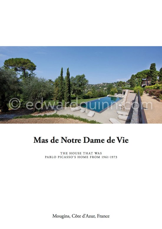 Mas Notre-Dame-de-Vie near Mougins where Pablo Picasso lived since 1961. The house was once owned by the Plunket family who gave the painter an Afghan hound called Kaboul as a moving-in present. The terrace is covered to give him space for two more large studios. His bedroom was on the top floor, the living rooms and studio on the ground floor. Mougins in the late Sixties/early Seventies. The house was sold 2017 to a New Zealand real estate businessman in an auction with the starting price of €20.2 Mio - Photo by Edward Quinn