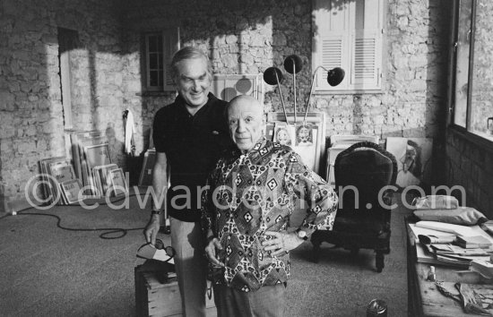 Pablo Picasso and Norman Granz, Jazz music impresario and collector. Mas Notre-Dame-de-Vie, Mougins 1967. - Photo by Edward Quinn