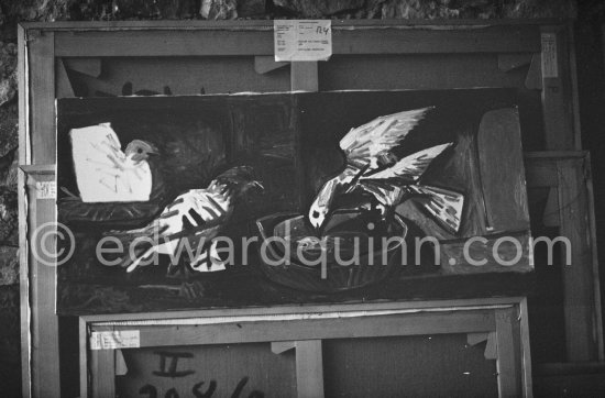 One day Quinn asked Pablo Picasso if he could photograph the top floor studios. He agreed and prcoeeded to take out, one by one, old and new paintings from his collection. - Photo by Edward Quinn