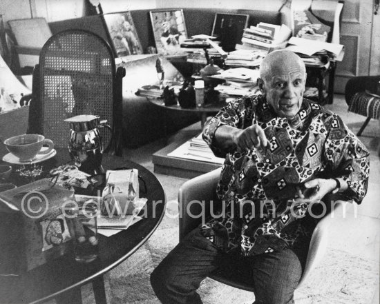 Pablo Picasso at Mas Notre-Dame-de-Vie, Mougins 1967. (Digitized from Vintage Print, original negative missing) - Photo by Edward Quinn