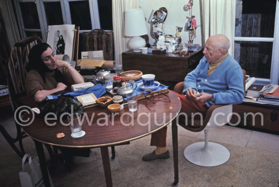 Pablo Picasso and Jacqueline. Mas Notre-Dame-de-Vie, Mougins 1969. - Photo by Edward Quinn