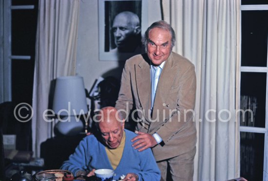 Pablo Picasso and Norman Granz, Jazz music impresario and collector. Mas Notre-Dame-de-Vie, Mougins 1969. - Photo by Edward Quinn