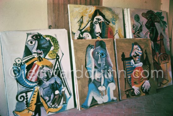 Paintings (prepared for Avignon I 1969 ?). Mas Notre-Dame-de-Vie, Mougins 1969 - Photo by Edward Quinn