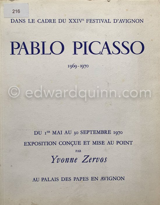 Exhibition catalogue cover of the Avignon exhibition "Pablo Picasso. 1969-1970" - Photo by Edward Quinn