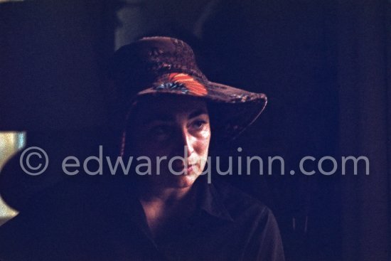 Jacqueline is watching the landing of Apollo 13 on television, 17.4.1970. Mas Notre-Dame-de-Vie, Mougins 1970. - Photo by Edward Quinn